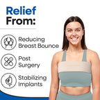 Post Op Breast Augmentation Band - Breast Implant Compression Support Wrap for Post Surgery No Bounce High Impact Stabilizer Strap for Sports Bra Alternative (Fits Most)