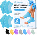 Moisturizing Socks, 100% Cotton Heel Socks for Dry Cracked Feet Women, Cracked Heel Treatment Silicone Heel Socks, Breathable Hydrating Gel Heel Protectors for Repair, Spa & Daily Use