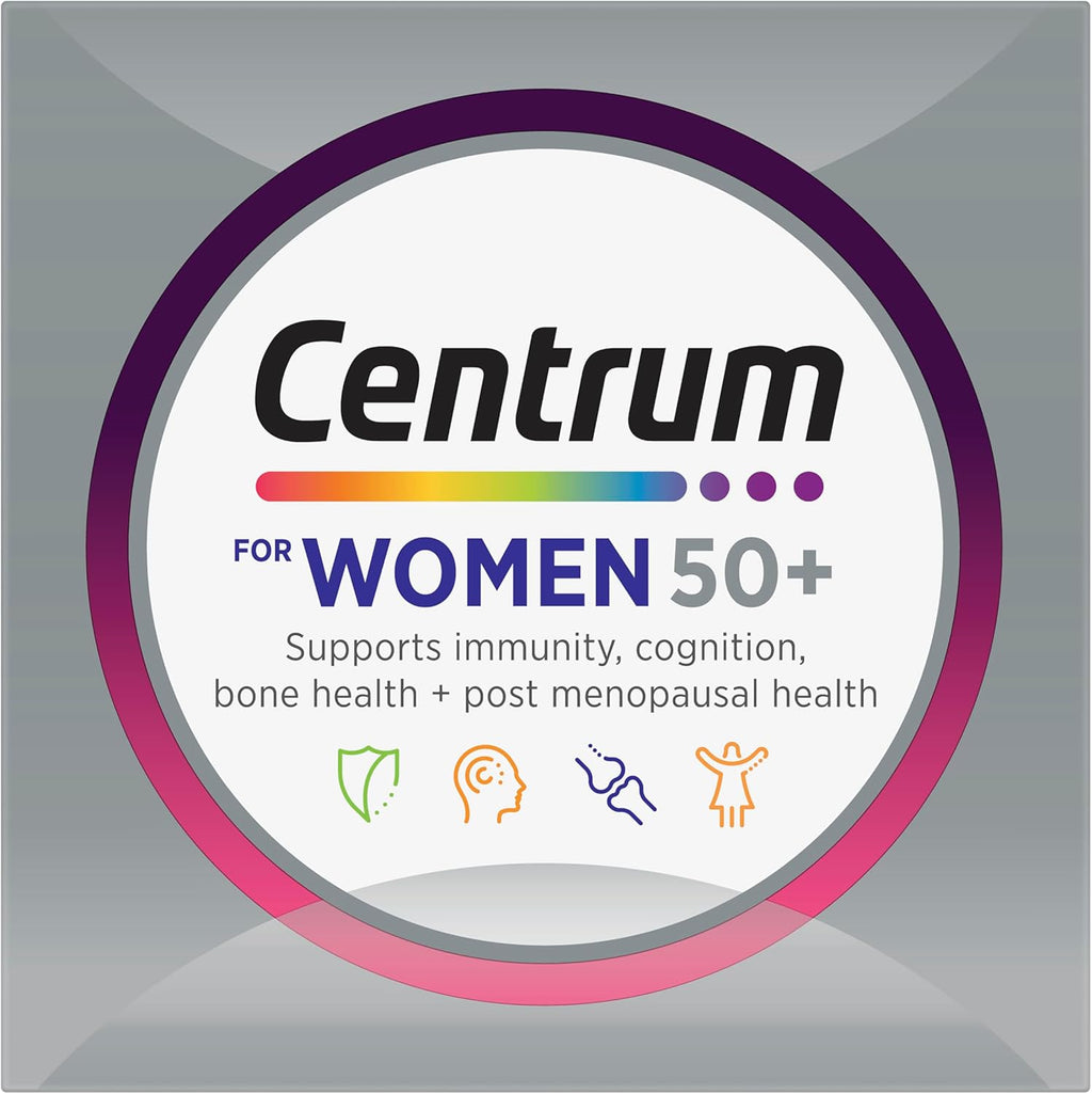Centrum Women 50+, Multi Vitamin & Minerals Supplement, 60 Tablets | Supports Immunity, Cognition, Bone Health + Post Menopausal Health