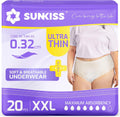 SUNKISS TrustPlus Women's Ultra Thin Incontinence Briefs Size XXL, 20 Disposable White Panties, 7 Drops, High Absorption and Light Comfort for Moderate or Postpartum Leaks