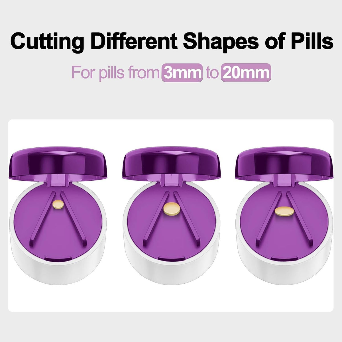DUBSTAR 3-in-1 Pill Crusher Fine Powder Pill Grinder Pill Cutter Purple