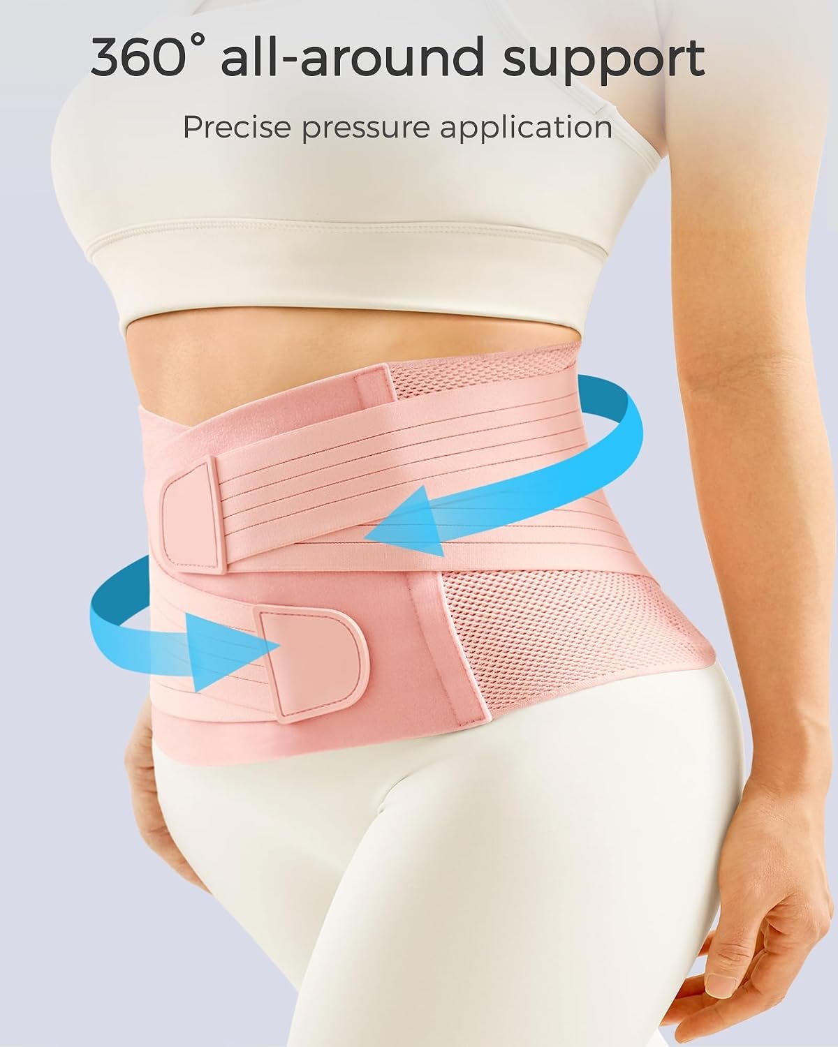 FREETOO Postpartum Belly Band Wrap for Women,Abdominal Binder Post Surgery | for Natural Delivery,C Section Belly Binder Post Partum,Stomach Binder with Adjustable Compression,with Back Support