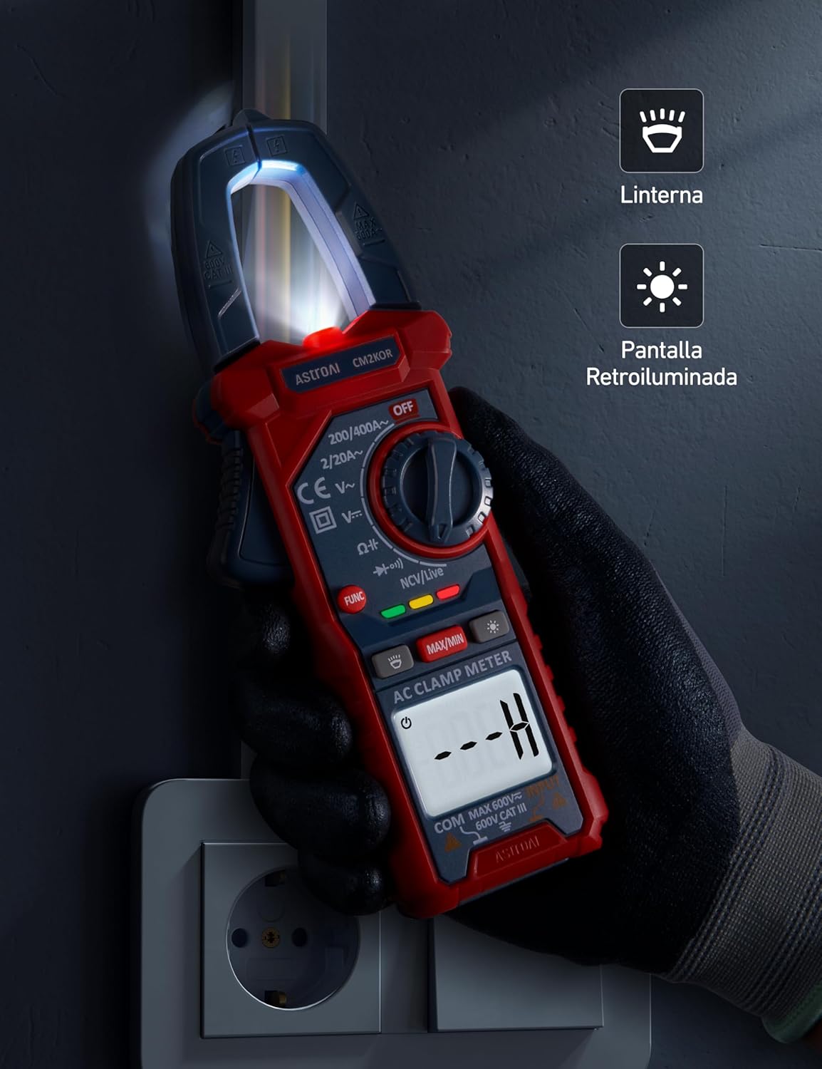 AstroAI Clamp Amperimeter, Professional Digital Multimeter, Polymeter, Voltmeter, Tester for AC Current, AC/DC Voltage, Resistance, Frequency, Capacitance, Continuity, Test Diodes