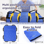 Multipurpose 48" x 40" Positioning Bed Pad with Reinforced Handles - Reusable & Washable Transfer Sheet for Turning, Lifting & Repositioning - Double-Sided Nylon Fabric, Blue