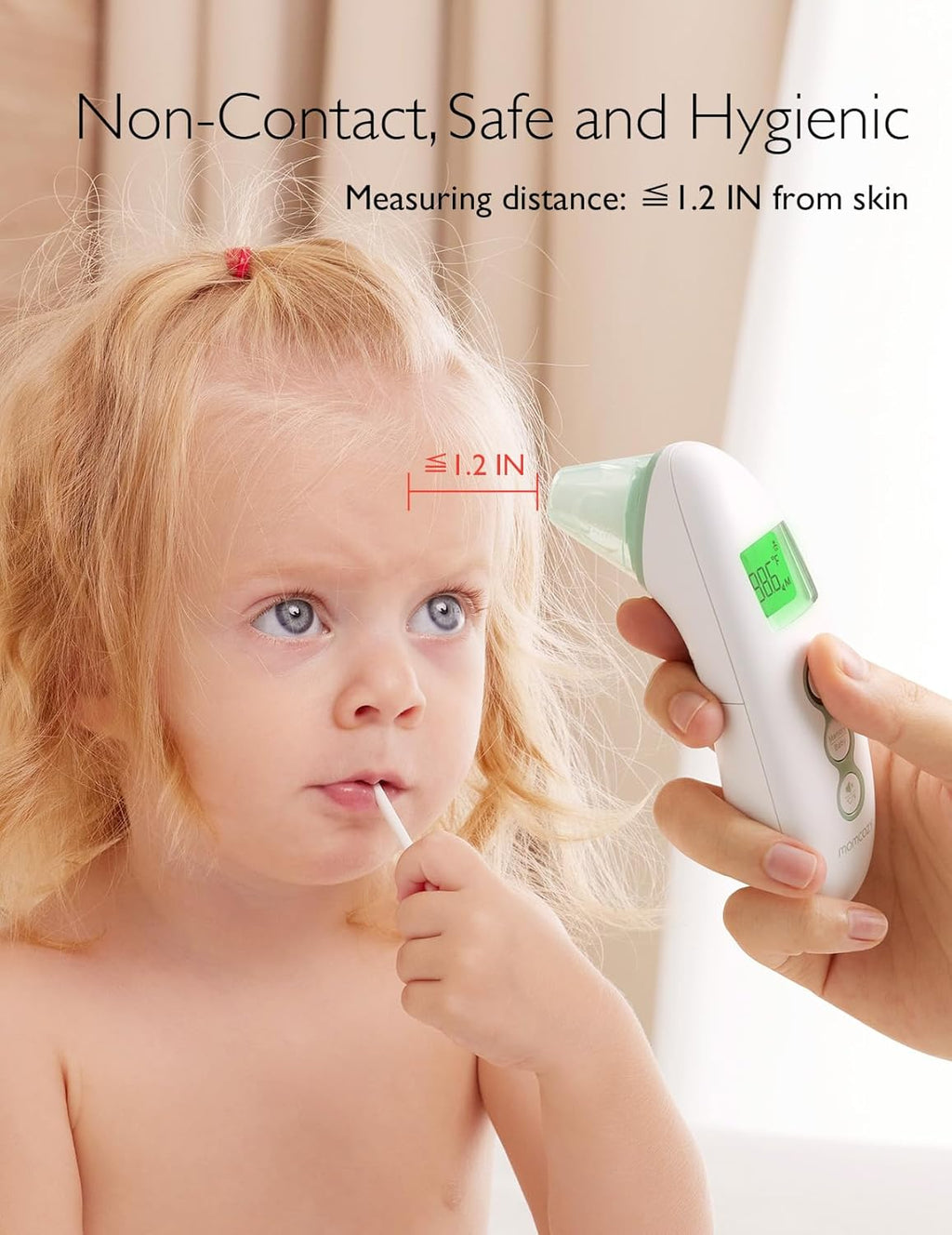Momcozy Digital Forehead and Ear Thermometer, Non-Contact, Adults and Kids | Child Mode, Fever Alarm Function, Mute and Memory Functions, Digital Infrared Thermometer for Fast and Accurate Measurement