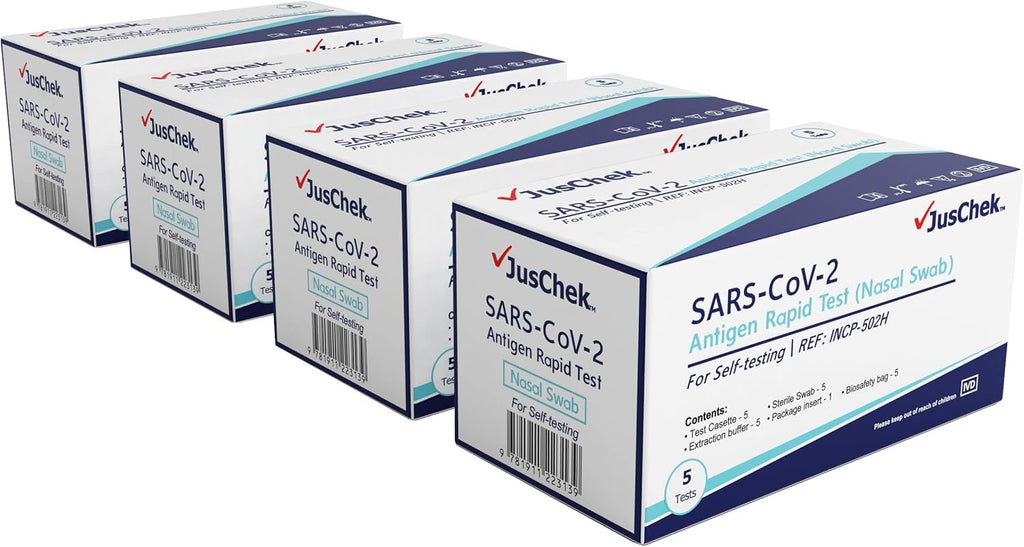 JusChek COVID-19 Rapid Antigen Test (Nasal Swab) – 20 Tests - ARTG 374574