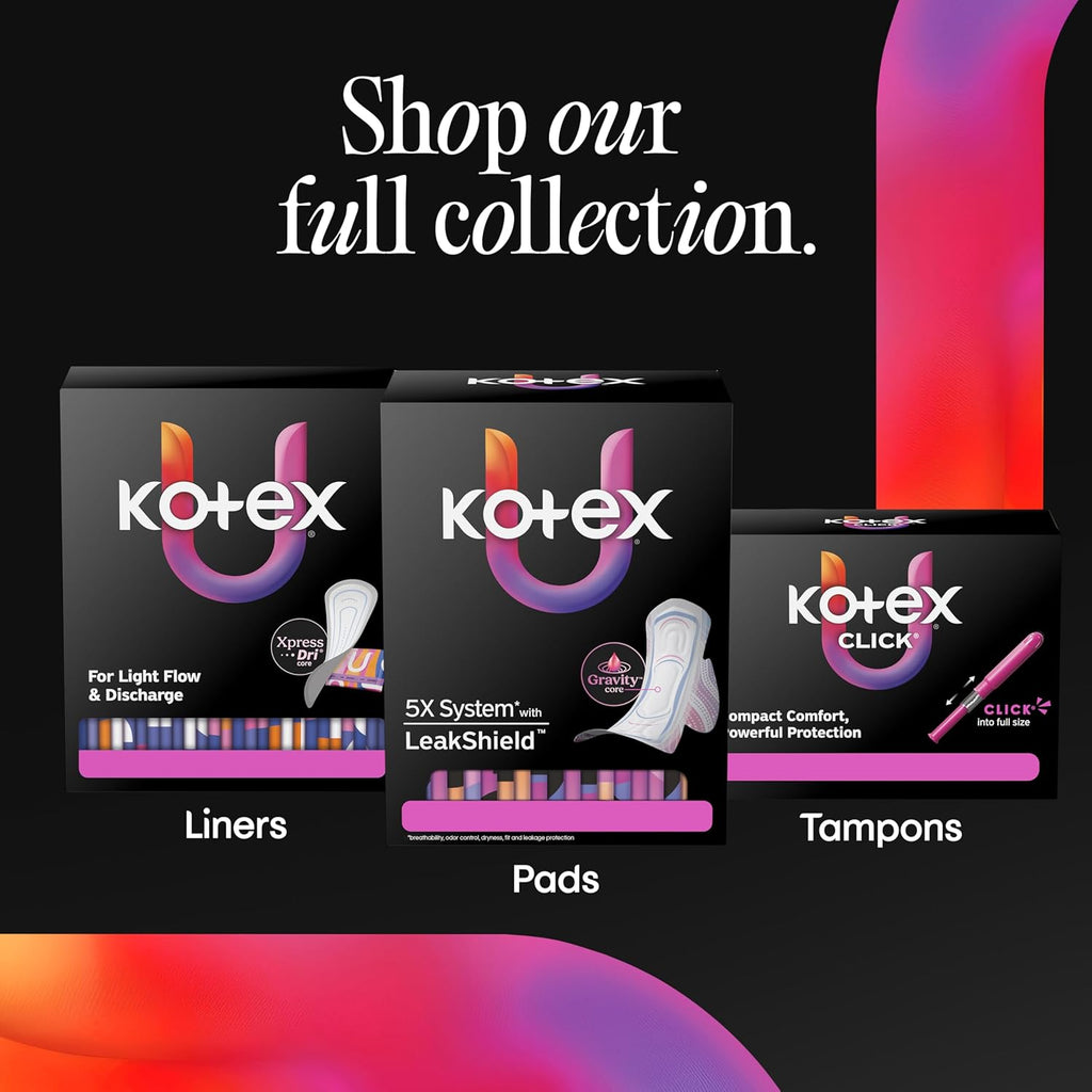 Kotex Ultra Thin Pads, Regular Absorbency, 60 Count (Packaging May Vary)