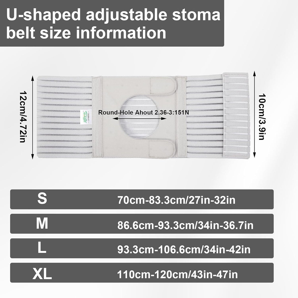 Colostomy Belt for Men and Women, Adjustable Stoma Support Belt, Abdominal Hernia Surgery Band, Ostomy Supplies, Belt Colostomy Accessories, M