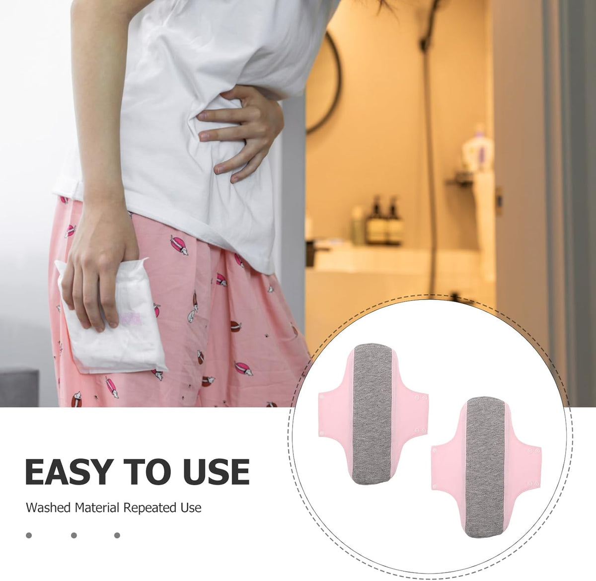 2Pcs Leakproof Postpartum Maternity Pads Washable Cotton Liners Breathable Absorbent Sanitary Napkins for Overnight Postnatal Female Incontinence