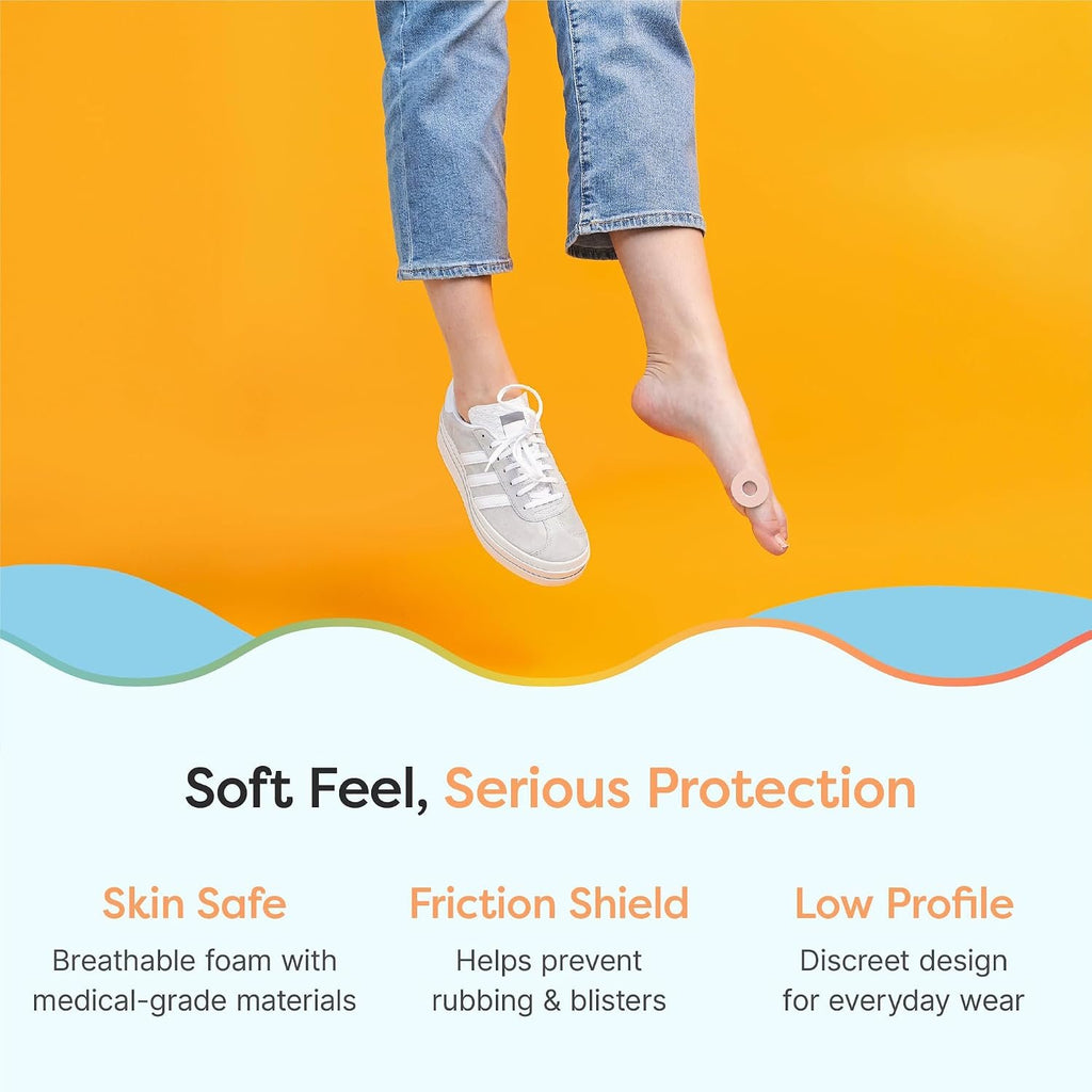ZenToes Callus Cushions, Water-Resistant Adhesive Corn Pads, 48 Count | Soft foam protects heels & toes from friction, stays on through showers, for active wear. Peels off easily