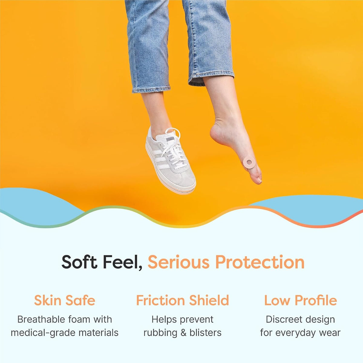 ZenToes Callus Cushions, Water-Resistant Adhesive Corn Pads, 48 Count | Soft foam protects heels & toes from friction, stays on through showers, for active wear. Peels off easily