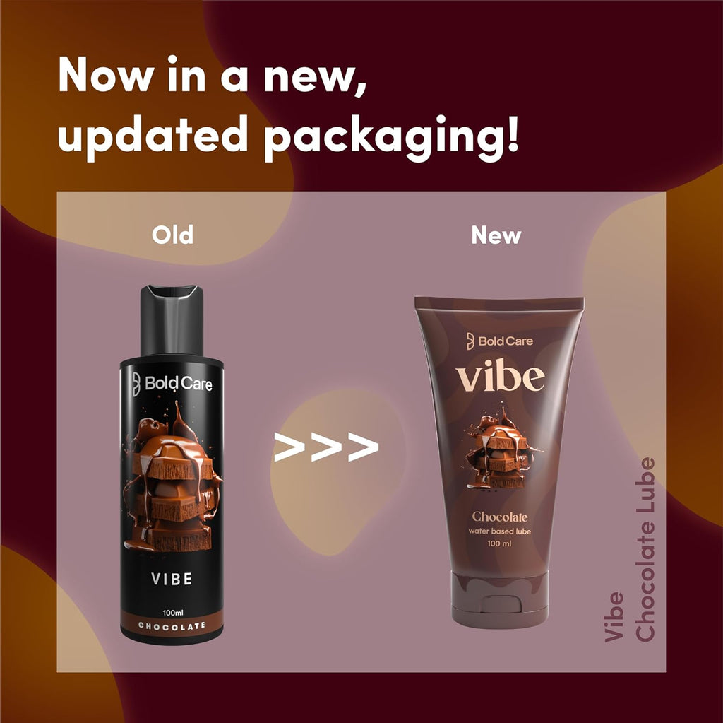 Bold Care Vibe - Natural Personal Lubricant for Men and Women - Premium Chocolate Flavour - Water Based Lube - Skin Friendly, Silicone and Paraben Free - No Side Effects - 100 ml