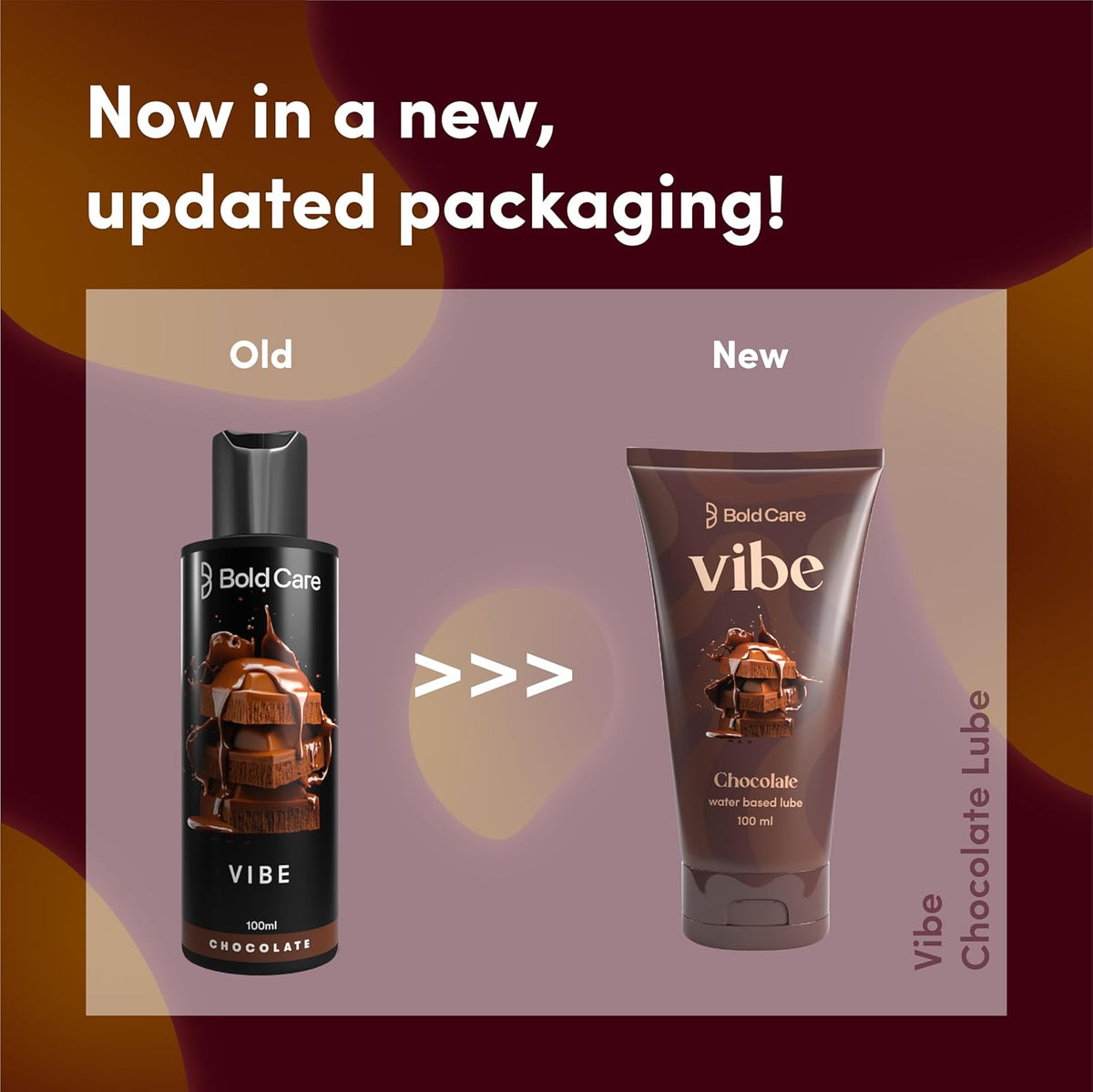 Bold Care Vibe - Natural Personal Lubricant for Men and Women - Premium Chocolate Flavour - Water Based Lube - Skin Friendly, Silicone and Paraben Free - No Side Effects - 100 ml
