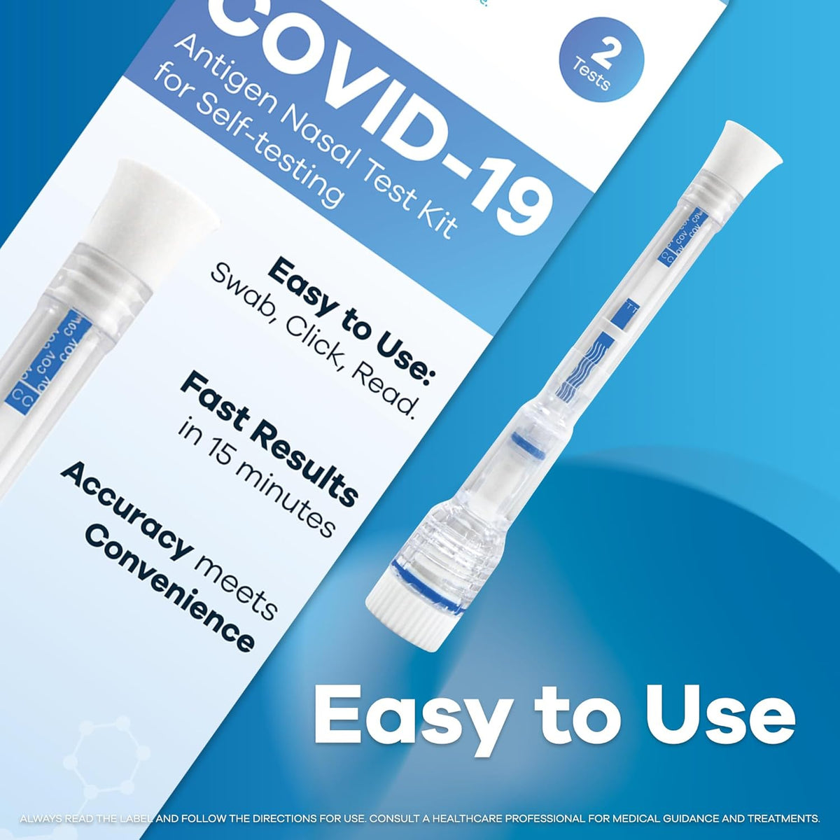 2San COVID-19 Pen Test, Results in 15 Mins, Rapid & Reliable Nasal Swab, Easy At-Home Testing, Clinically Accurate, Gentle, Stress-Free Use, 2-Pack (2 Tests)