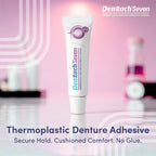Denttach Seven Denture Adhesive, Thermoplastic Denture Adhesive Up to 7 Days, Extra Strong Waterproof, Secure Denture Grip & Cushion, Refit, Reliner for Upper & Lower Dentures, Comfortable, Zinc Free