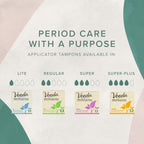 Veeda 100% Natural Cotton Tampons - Regular Absorbency with Leak Proof Protection - Compact BPA-Free Applicator - Unscented & Free from Chlorine, Toxin - 96 Count