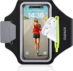 GUZACK Running Armband for iPhone 17 16 15 14 13 Pro Max, Galaxy S25 S24 S23 S22, with Card Slot & Key Pockets, Running Phone Holder, Fit Up to 6.9 Inches Phone - Size S (Smaller Arm 9-14 in)