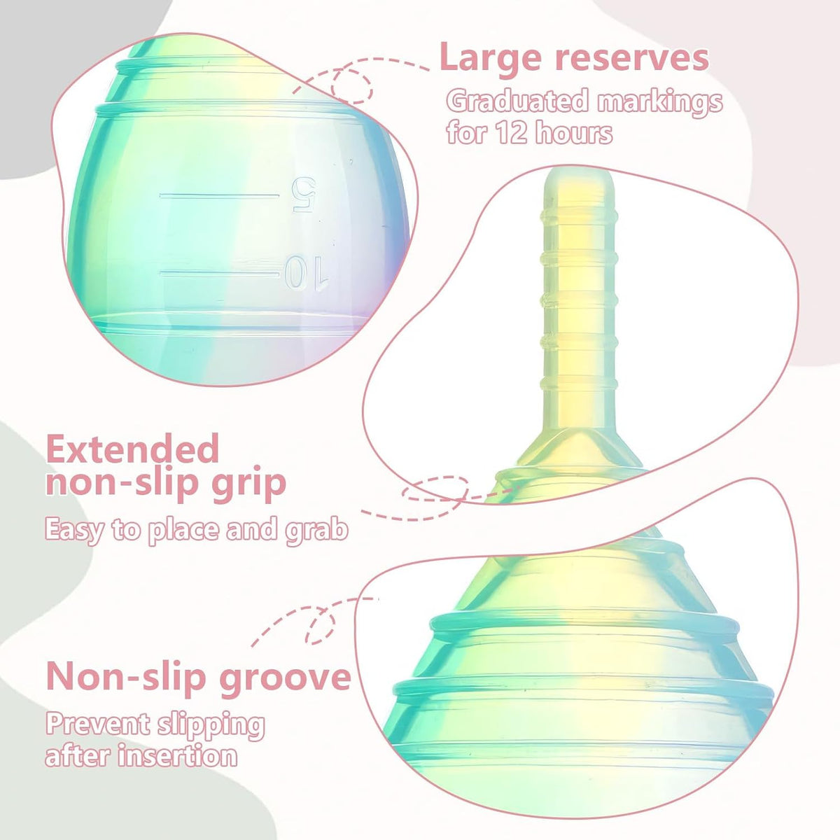 Menstrual Cup Kit, Includes 2 Cups, 1 Sterilizer and Carry Bag, Medical Silicone, Soft, Reusable (Size L + S)