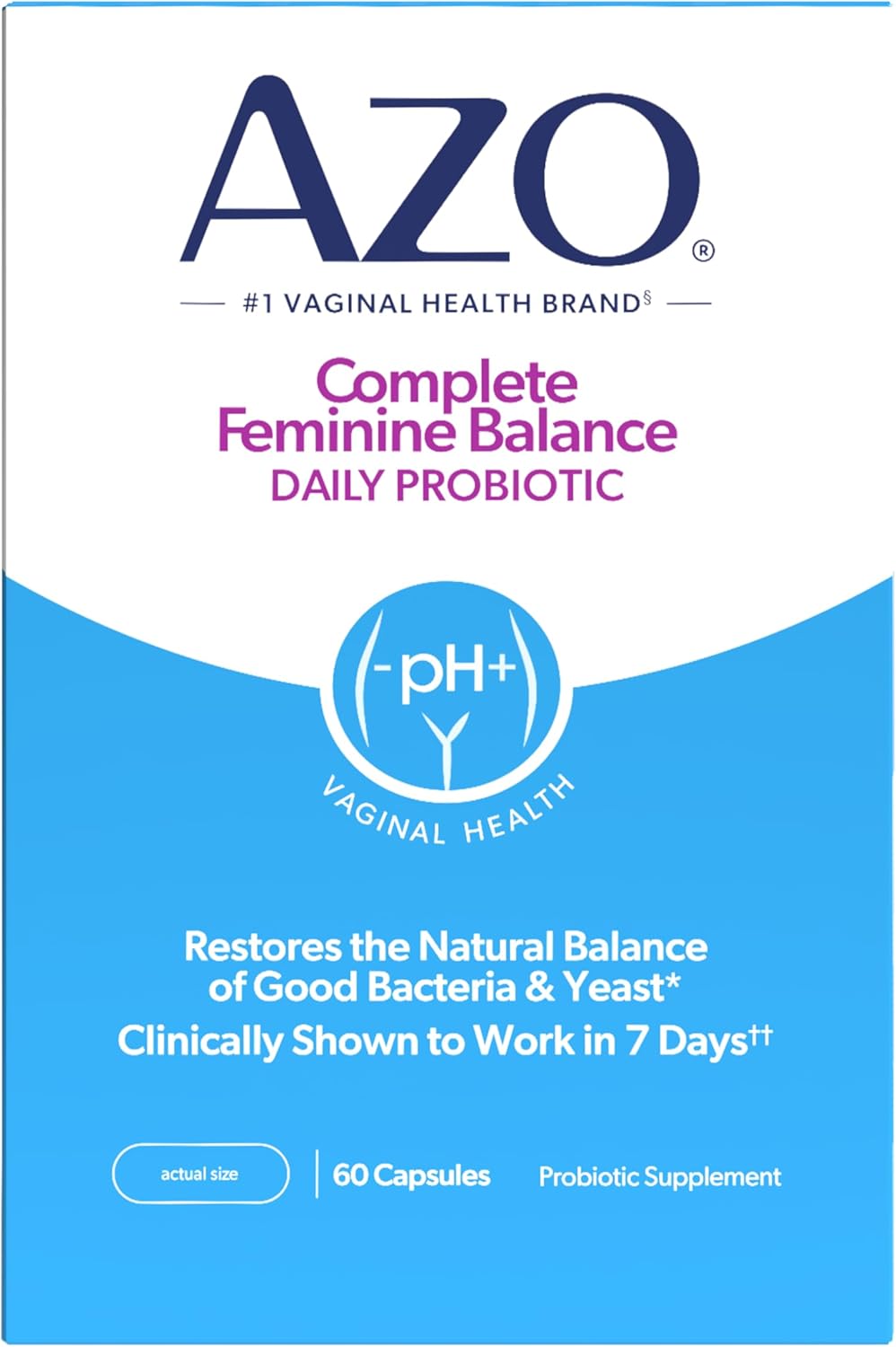 AZO Complete Feminine Balance Daily Probiotics for Women | 60 Count | Clinically Proven to Help Protect Vaginal Health | Clinically Shown to Work in 7 Days