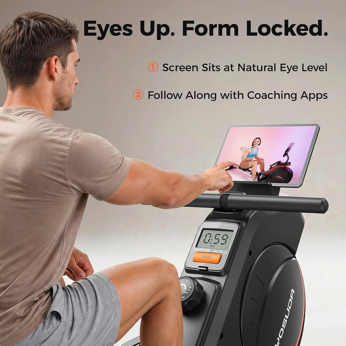 YOSUDA Rowing Machine for Home, Magnetic Rower Machine for Beginners to Athletes, Use with Resistance Adjustment Function, Bluetooth, App Supported, LCD Monitor, and Comfortable Seat Cushion