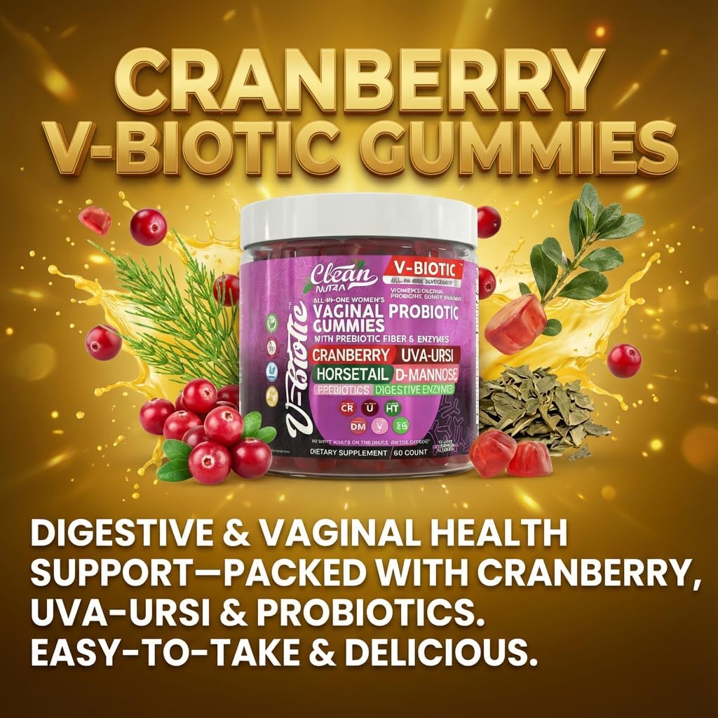 Vaginal Probiotic Gummies For Women | Prebiotics Cranberry D-Mannose Uva-Ursi Digestive Enzymes | Vaginal Health Supplement pH Balance to Promote Healthy Vaginal Odor & Flora Cranberries Gummy Vitamin