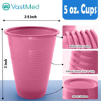 100 PCs Dental Grade Disposable 5oz Plastic Cup Pink Sturdy & Durable for Drinking Cup | Perfect as Rinsing Cup, Mouthwash