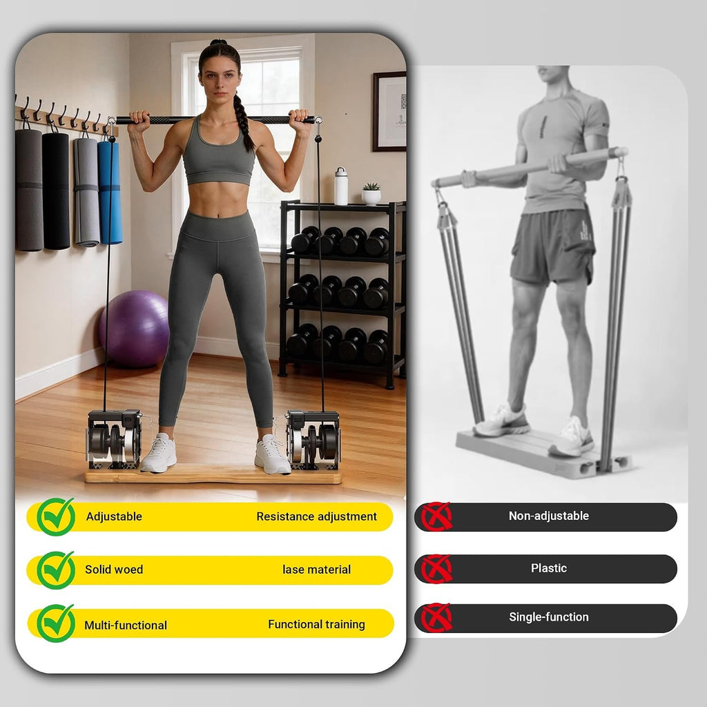 Home Gym Equipment, - Compact Full Body Workout Equipment with Adjustable Resistance for Strength Training, Squats, Bench Press, Rows, Portable Multifunctional for Small Spaces & Apartments