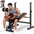 YOLEO 6-in-1 Weight Bench Set, 880LBS Adjustable Bench with Rack & Curl Pad | FID Adjust 41" Bench, Preacher Curl, Fits 5-6 ft Olympic Bar, Foldable Storage, Reinforced Steel Frame for Full-body Training