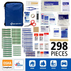 First Aid Only 298 Piece All-Purpose Emergency First Aid Kit for Home, Office, Car, Apartment, Dorm, and Camping, Travel-Friendly Compact Pouch Fits in Backpacks, Suitcases, Cabinets, and Drawers