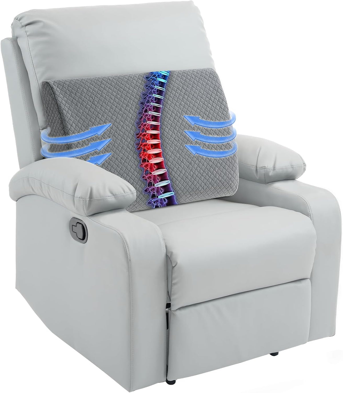 HOMBYS Lumbar Support Pillow for Recliner Chair, Memory Foam Back Support Cushion for Elderly,Extra Large Lumbar Support Pillow,Thick Backrest for Home Reading (Grey, 20“x13.5"x5")