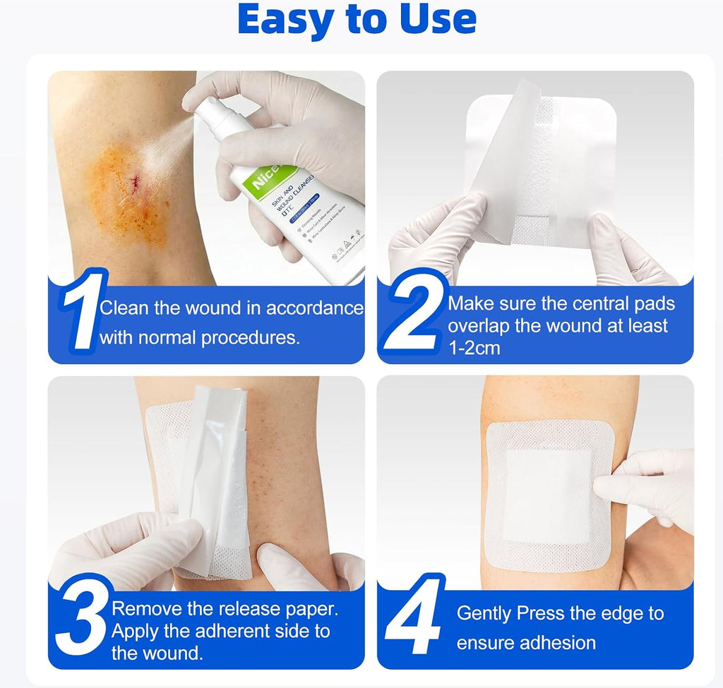 Niceful Island Dressing 4" x 4" Bandages for Wounds, 50 Count