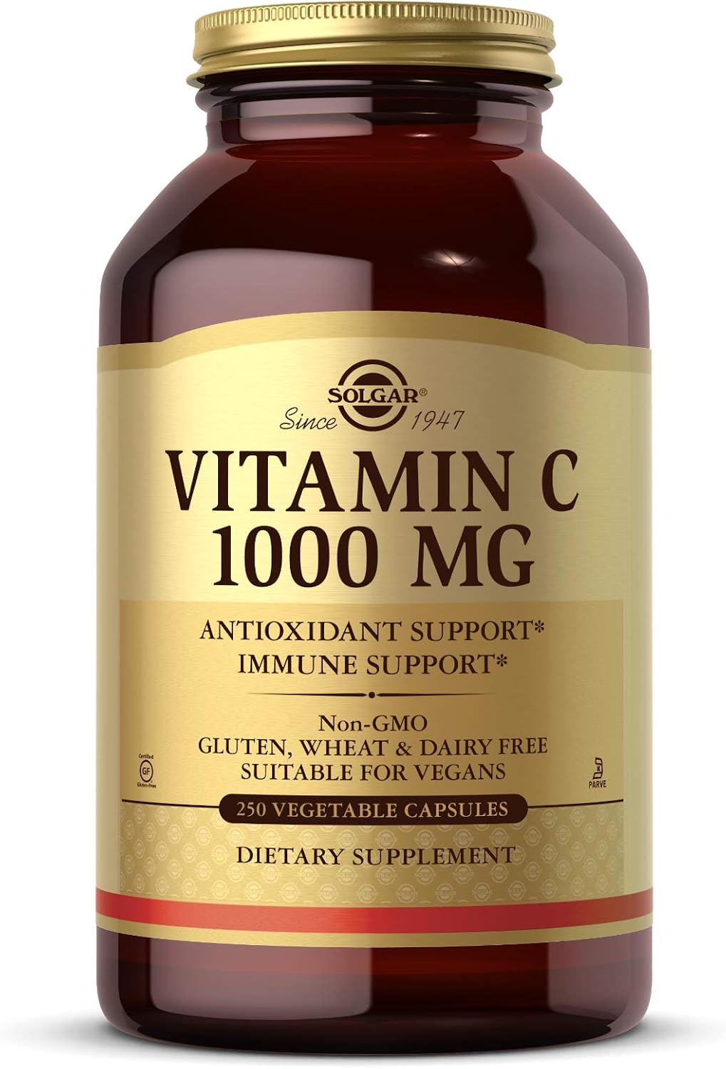 Solgar Vitamin C 1000 mg, 250 Vegetable Capsules, Non-GMO, Gluten Free