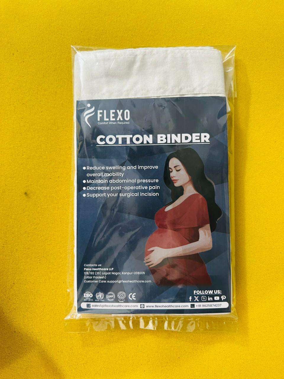 Flexo Post Surgical Cotton Abdominal Binder for Women | Breathable Cotton Support Belt for Pain Relief, Compression & Recovery (Size - L)