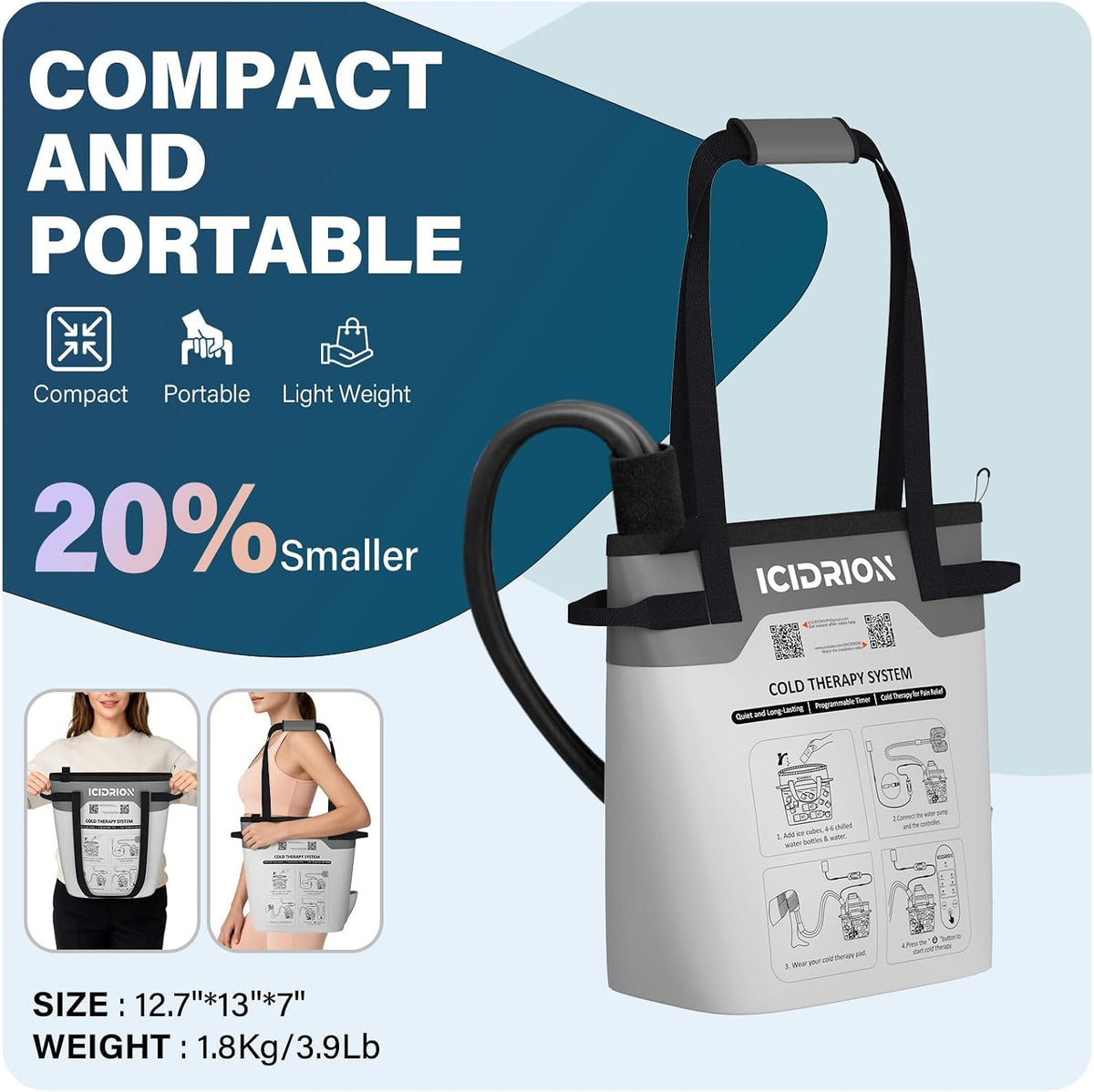 Ice Machine for Shoulder After Surgery, Programmable & Portable | FSA-HSA: Cold Therapy Machine for Shoulder Pain Relief, Quiet Cryotherapy System for RCR/rTSA, Sports Training & Home Use