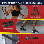 WHATAFIT Resistance Bands with Handles, 5-Level Exercise Bands for Workout | Natural latex,10-50 lbs, stackable to 150,Ankle Straps, Door Anchor,Guide. For Strength, Yoga,Home Gym,Travel & Workout.