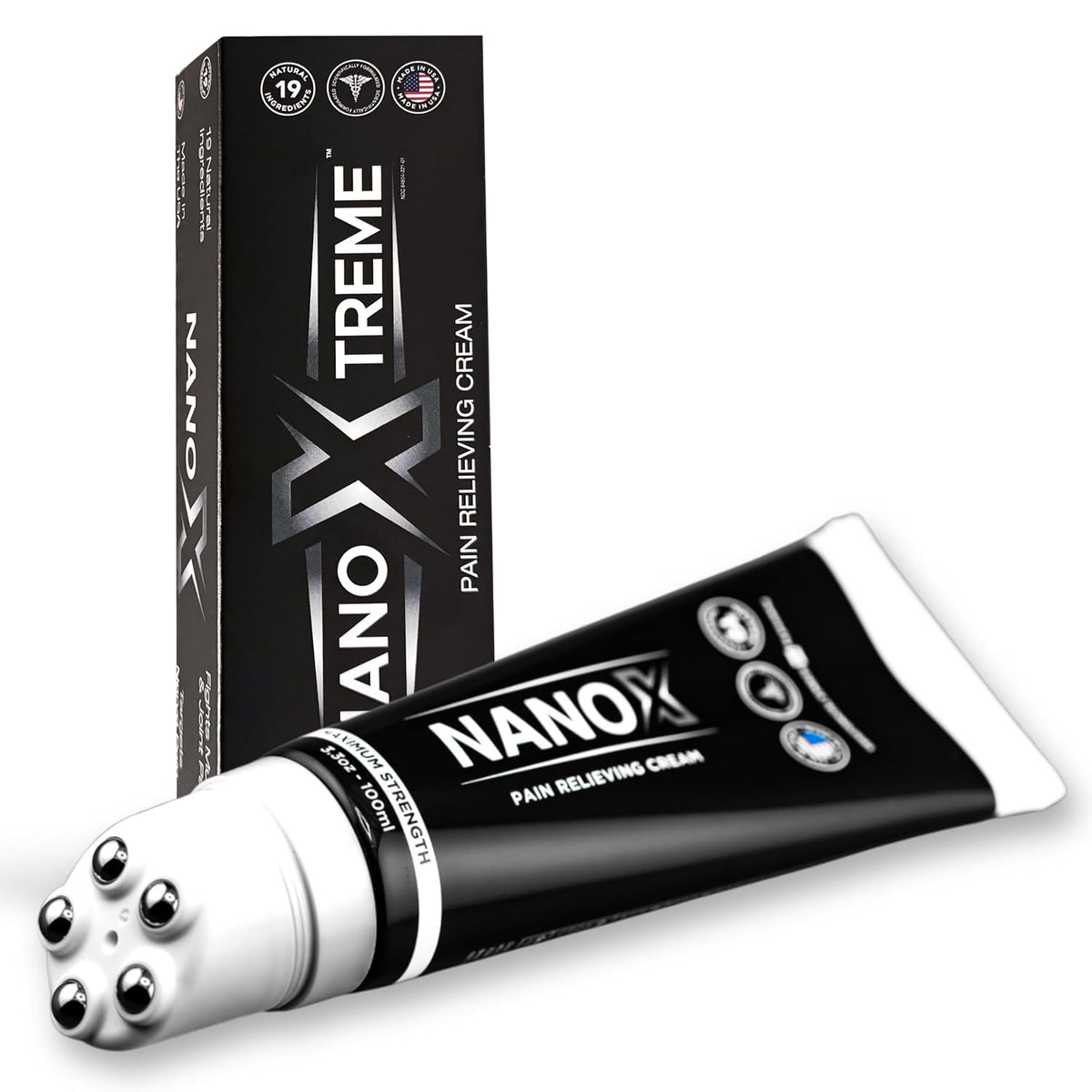 NANOXTREME Pain Relief Cream, 3.3oz Roll-on | Fast-Acting Topical for Muscle, Joint & Nerve, Deep-Absorbing, Long-Lasting Formula, Natural Ingredients, Cooling, USA Made
