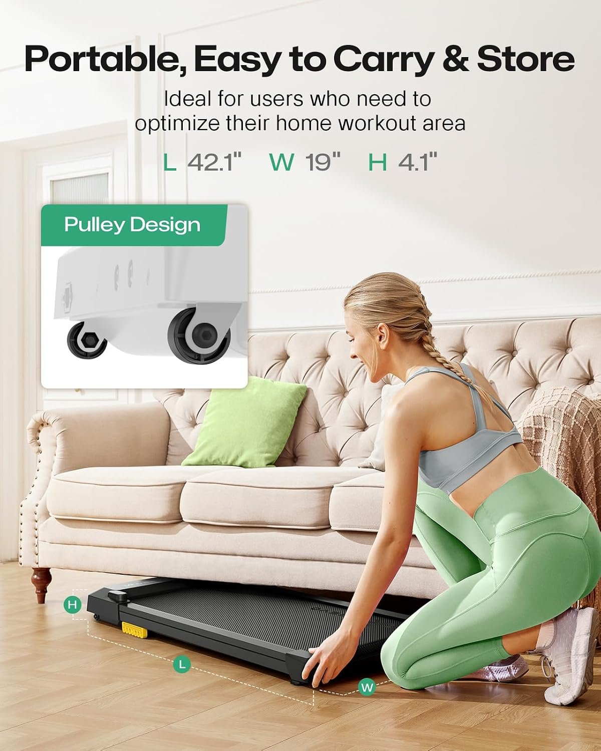 UREVO Smart Walking Pad, Standing Desk Treadmill with Double Shock Absorption, Quiet Operation, Workout APP with Track Insights and MIIT Mode, Plug and Play, Remote or APP Control for Home Office