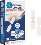 MED PRIDE Butterfly Wound Closure Strips,Sterile,Nonstick,Medium,100-Count