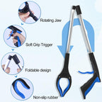 Foldable Grabber Reacher Tool 32 Inch, 6-Pack Heavy Duty Trash Picker Upper | 360° Rotating Jaw with Magnetic Tip, Lightweight Arm Extension for Seniors, Post-Surgery Recovery, Commercial Cleanup