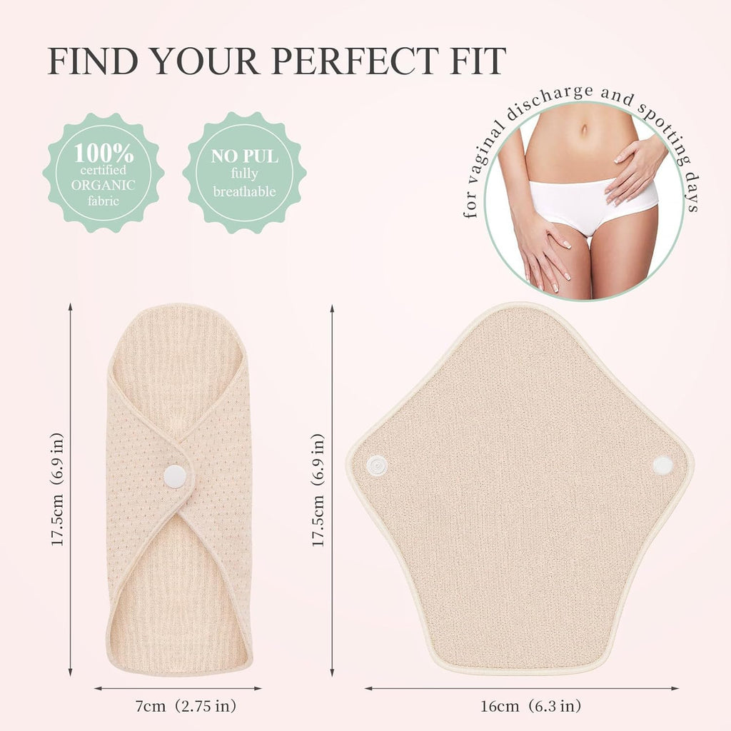 MQUPIN Reusable Sanitary Towels, 5pcs Washable Cloth Pads Sanitary Towel Organic Cotton, Sanitary Pads Cotton Period Pads Pantiprotectores Design Anti-Leak Women