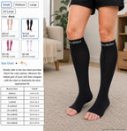 Doc Miller Open Toe Compression Socks, 20-30 mmHg, Knee High, Men & Women | Toeless Compression Sleeves, Knee-High Stockings: Shin Splints, Varicose Veins, Travel, Calf Support & Muscle Recovery, Pair