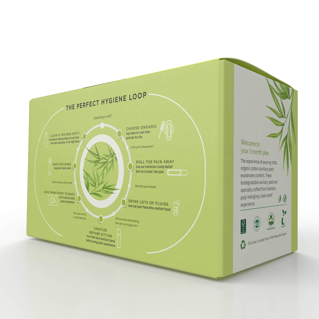 Pee Safe 100% Organic Cotton Biodegradable Sanitary Pads, 14 Regular & 18 Overnight Pads - Quarterly Pack | Anti-Bacterial | Superb Absorbency | Skin Friendly | Comfortable