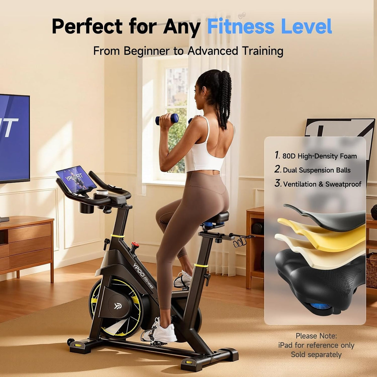YPOO Exercise Bike Adjustable Magnetic Resistance 330LBS,APP Courses