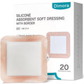 Dimora 20 Count Silicone Super Absorbent Wound Dressing - Gentle Border 5" x 5" Adhesive Bandages for Diabetic Foot Ulcers, Heavy Exudate Wound Care Pads with Ultrasorb Polymer