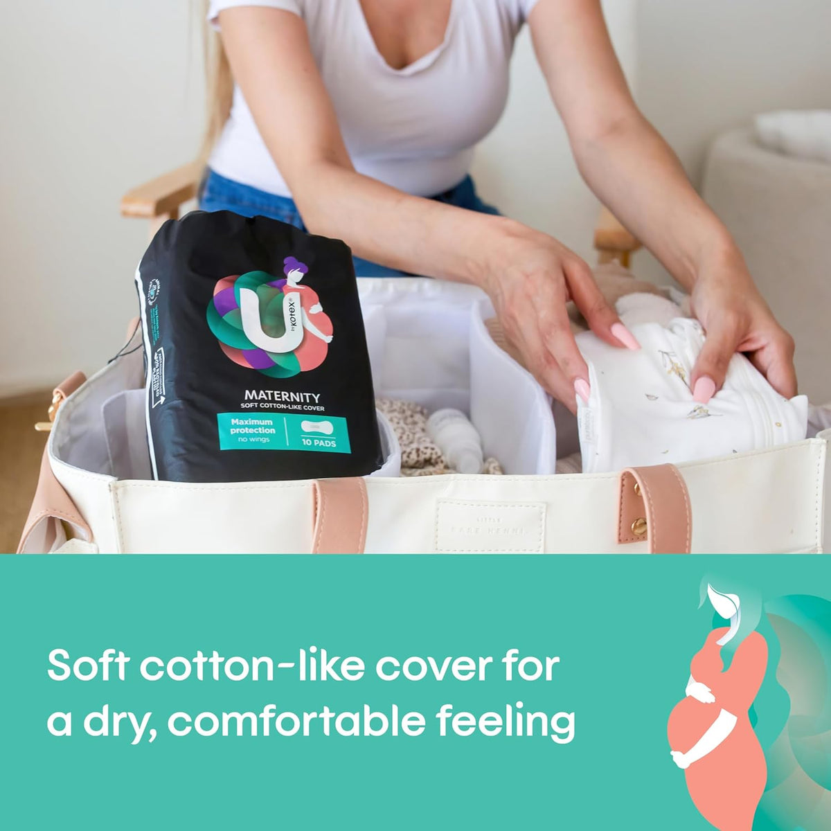U BY KOTEX Maxi's Maternity Pads no Wings 60 Count (6 x 10 Pack) - Packaging May Vary