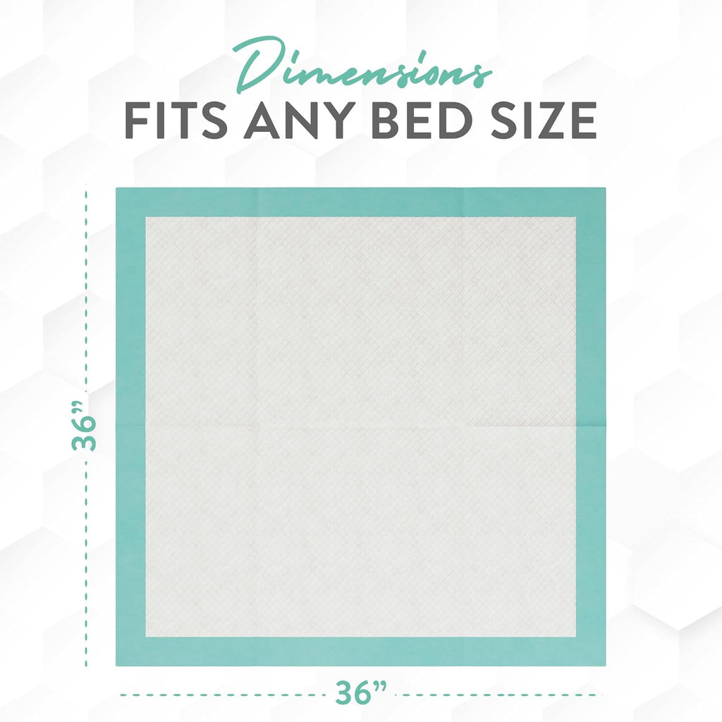 Inspire Super and Ultra Absorbent Disposable Bed Pads, 36" X 36", Pack of 50 with Adhesive, XXL