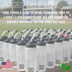 50 Strong | Hockey & Lacrosse Straw Water Bottles, 18-Pack, 1 Liter