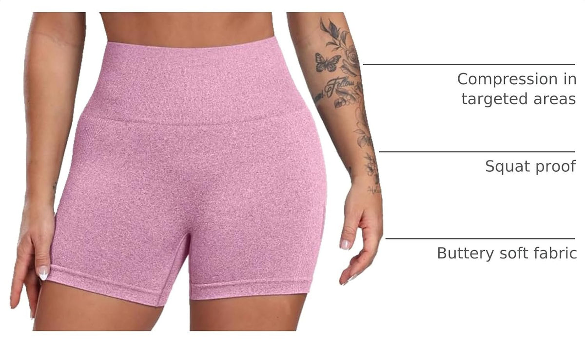 CHRLEISURE Workout Shorts Sets for Women, High Waisted Gym Butt Lifting Scrunch Butt Seamless Shorts