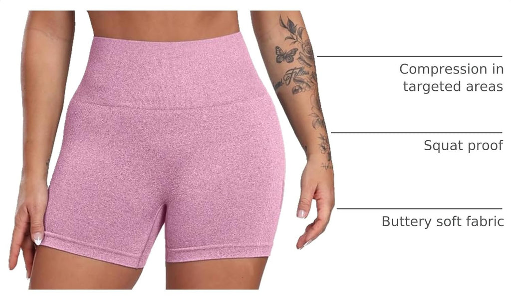 CHRLEISURE Workout Shorts Sets for Women, High Waisted Gym Butt Lifting Scrunch Butt Seamless Shorts