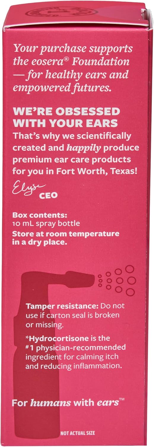 eosera Ear Itch MD +Plus Anti-Itch Spray - 10 mL - 1% Hydrocortisone - Ear Drops for Itchy Ears, Inflammation, Psoriasis, and Eczema Relief